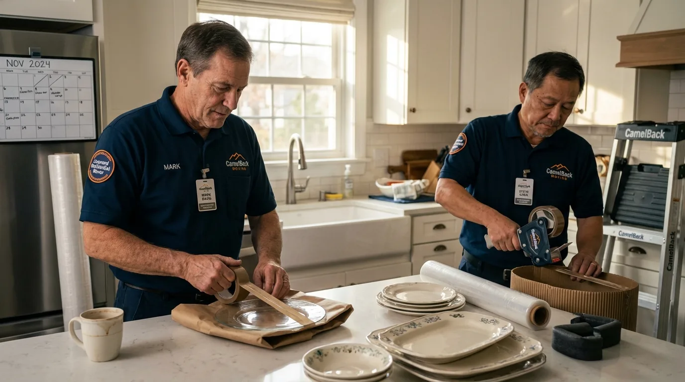 Professional crew packing kitchen dishware in Smyrna, DE